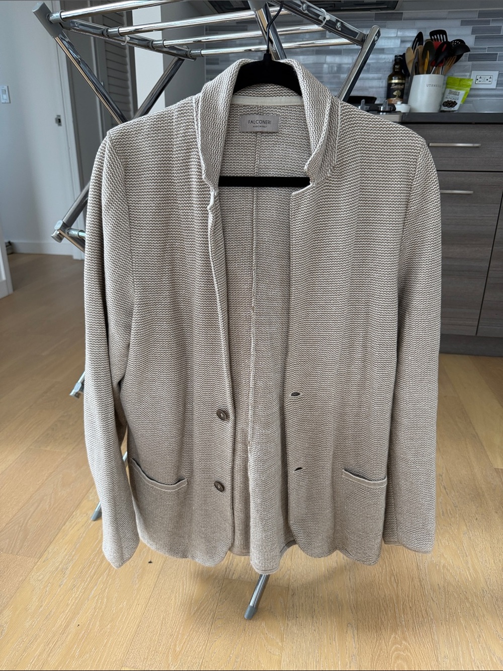 Falconeri Men's Beige Knit Blazer Jacket